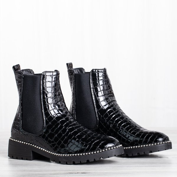 Lakierowane botki ze zwierzęcym tłoczeniem Panya - Obuwie