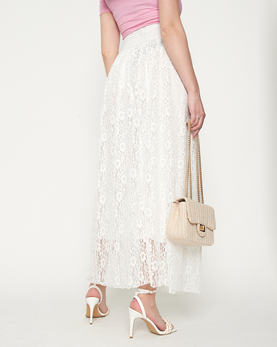 Women's white lace midi skirt - Clothing