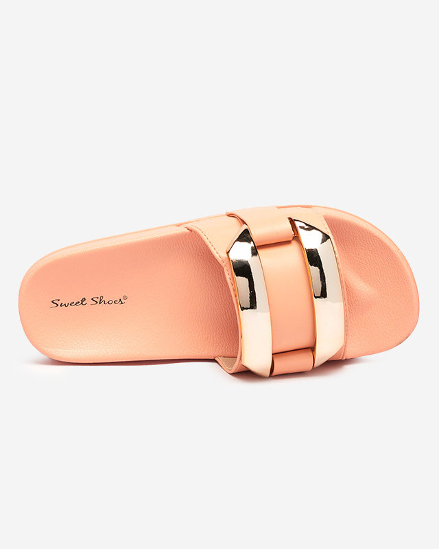 Оранжевые женские тапочки с золотым орнаментом Serina - Обувь