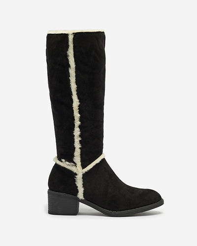 Black women's boots with fur Zerriva- Footwear