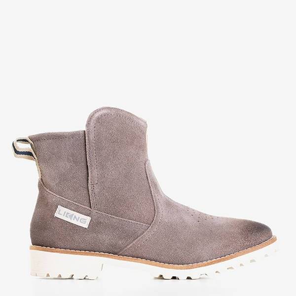 Light gray women's boots with flat heels Judettas - Footwear