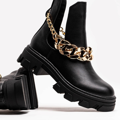 Black women's boots with chain Tenkay - Footwear