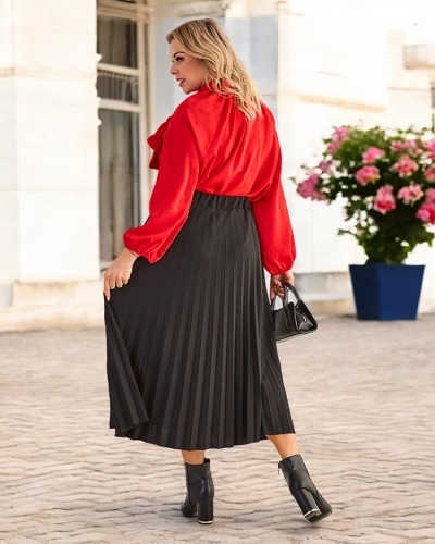 Royalfashion Plisēta sieviešu midi svārki Lielā izmēra