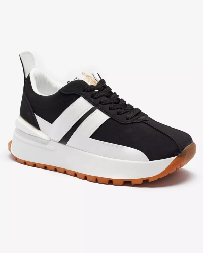 Eco-leather women's black sports shoes with colorful inserts Tifora- Footwear