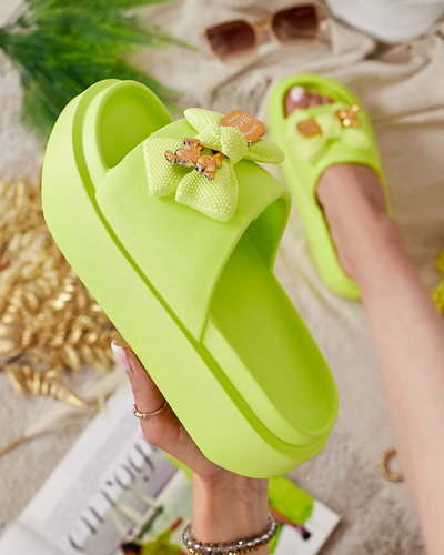 Royalfashion Women's rubber flip-flops with decorative bow Nilm