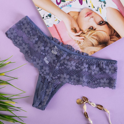 Ladies' purple lace thong - Underwear