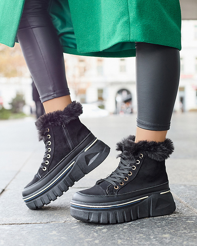 Black women's lace-up platform snow boots Neatesa - Footwear