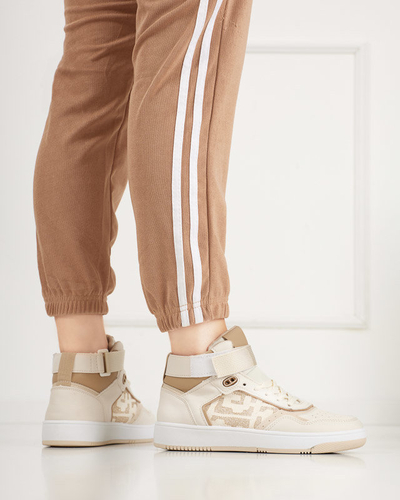 Ladies' beige high-top sports shoes Retila - Footwear