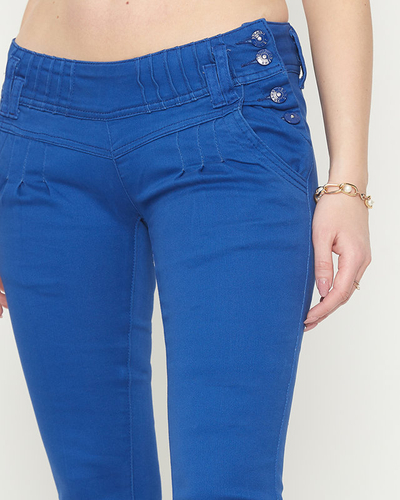 Cobalt fabric women's low waist trousers - Clothing