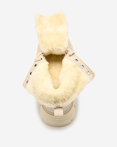 Royalfashion Beige women's insulated trapper boots Hogenaf