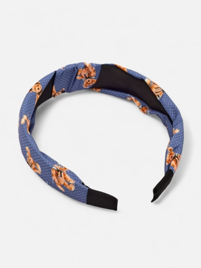 Royalfashion Opaska do włosów z plecéniem w kropki i misie