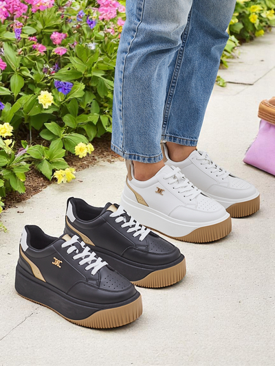 Arianna Bianco women's platform sneakers made of 5 cm ecological leather