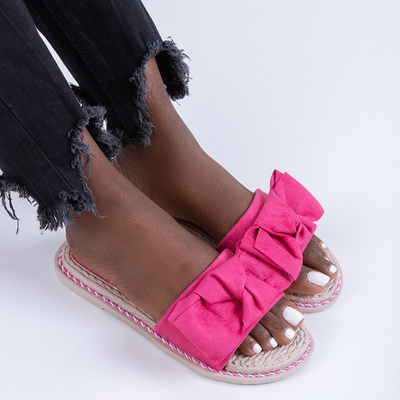 Fuchsia women's slippers with a Foas bow - Footwear