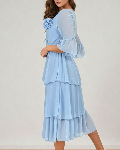 Royalfashion Sieviešu midi kleita ar volāniem