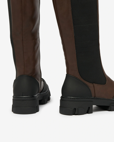 Royalfashion Dark brown women's mid-calf boots Blyss