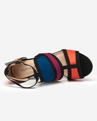 OUTLET Colorful women's sandals on a post Buskiri - Shoes