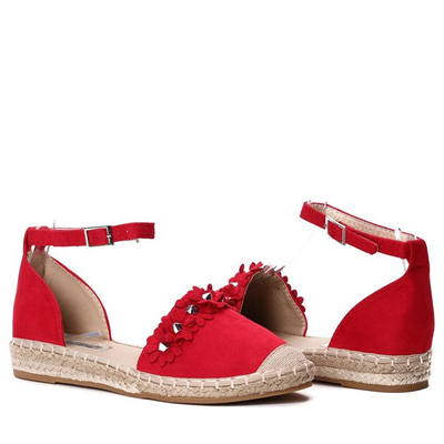 Czerwone, odkryte espadryle- Obuwie