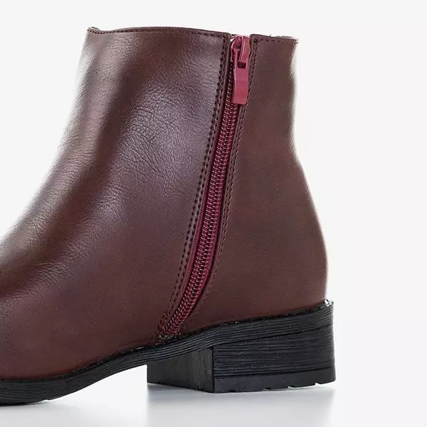 OUTLET Women's maroon Chelsea boots with flat heels Timea - Footwear