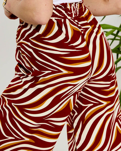 Patterned women's palazzo pants in red- Clothing