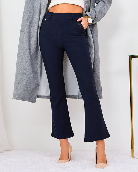 Royalfashion Темно-синие женские брюки из ткани a'la bells