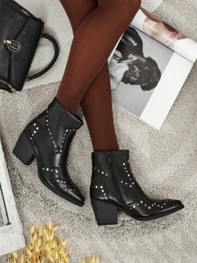 Kowbojki damskie na obcasie z dżetami Glaciere