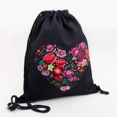 Black backpack sack with floral print - Accessories