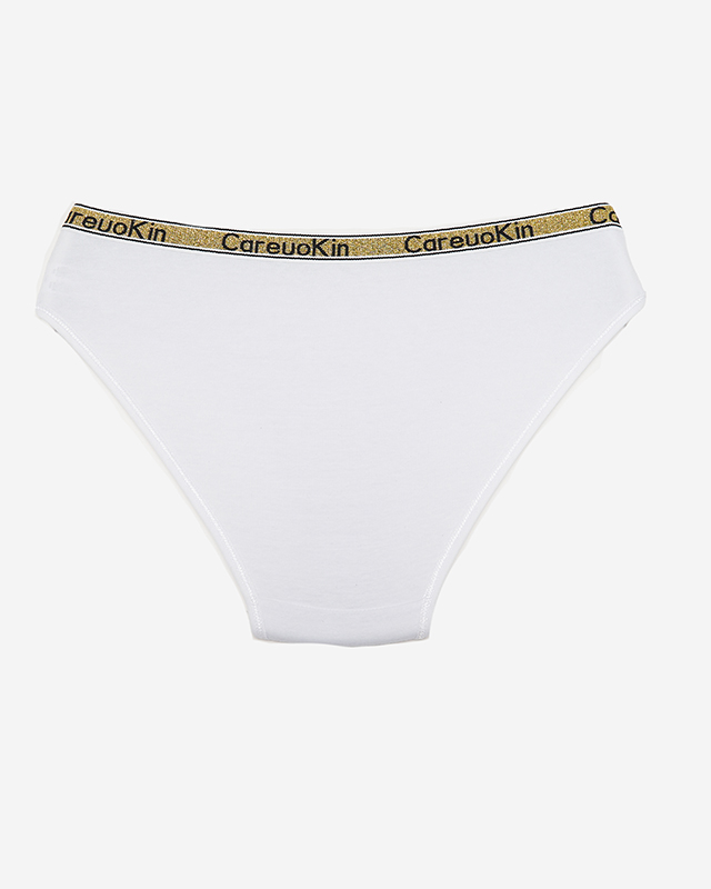 Women's white briefs with a golden stripe - Underwear