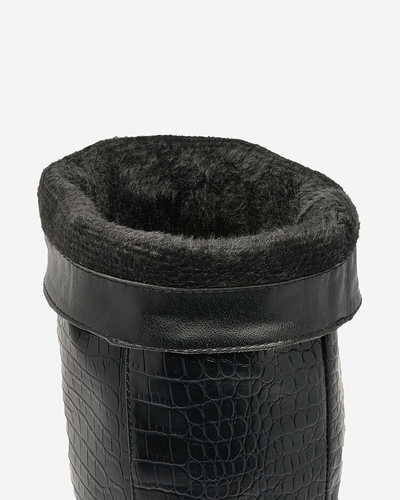 Royalfashion Black women's stiletto heeled boots with embossing Classy Elegant