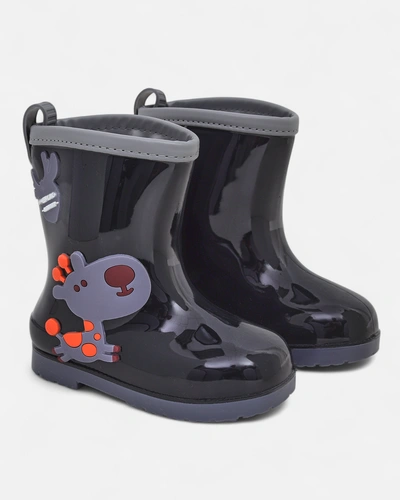 Royalfashion Bērnu zābaki lietum ar Funny Time uzlīmēm