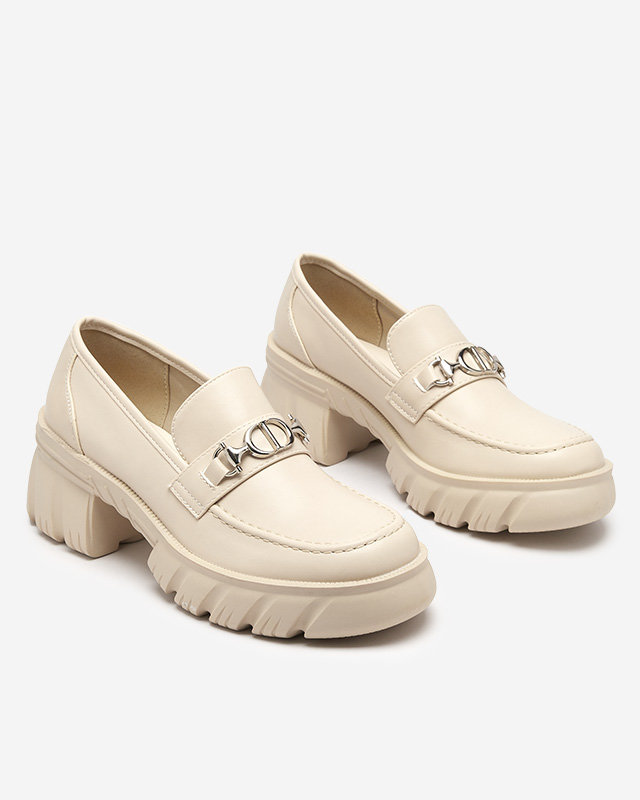 Бежевые женские лоферы на массивной подошве Terima