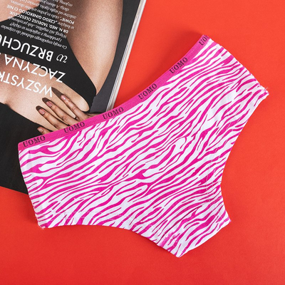 Women's fuchsia cotton patterned panties with a doggy print - Clothing