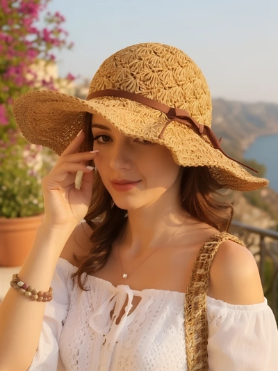 Royalfashion Women's Straw Hat Bow Belle