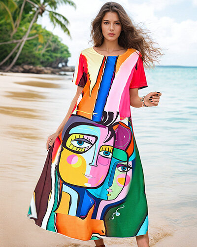 Royalfashion Women's patterned print dress