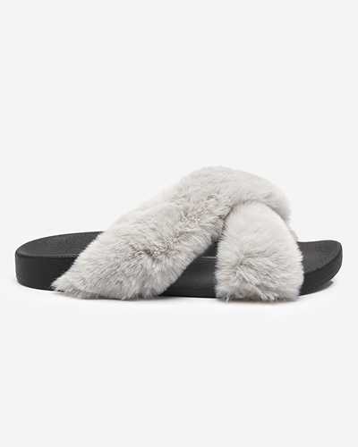 Slippers with fur in gray Mashte - Footwear