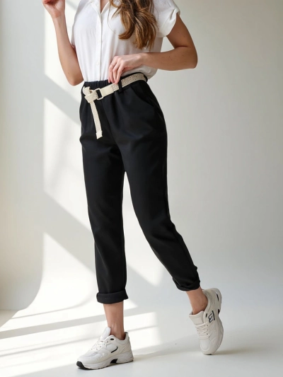 Royalfashion Straight women's pants with a belt