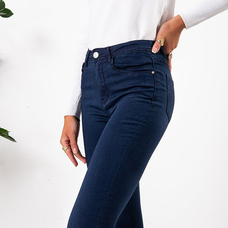 Navy blue women's denim trousers - Clothing