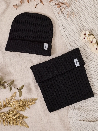 Royalfashion Универсальный зимний набор - шапка-бини с трубчатым шарфом