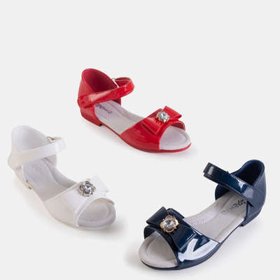 OUTLET Children's navy blue sandals with a Albina bow - Footwear