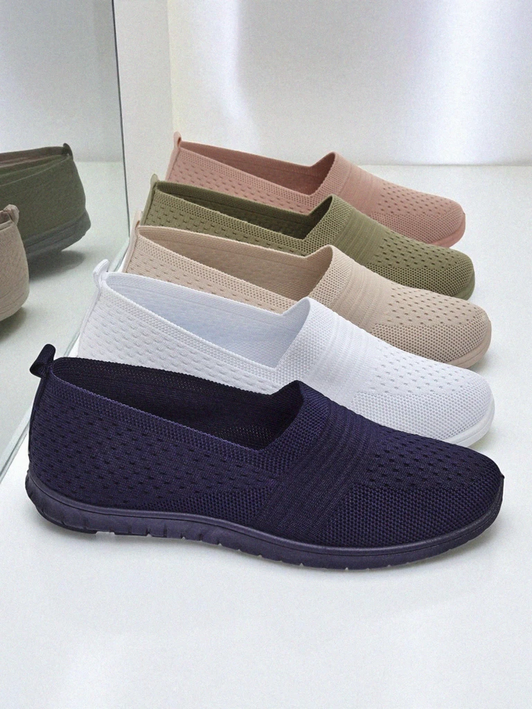 Женские мокасины Lyra Granatowe дышащая ткань на плоской подошве