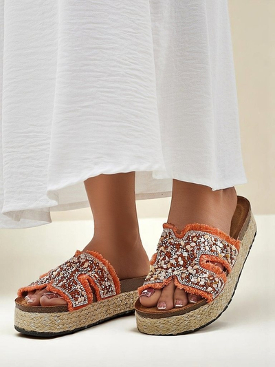 Royalfashion Women's slides with Candy Candy embellishments