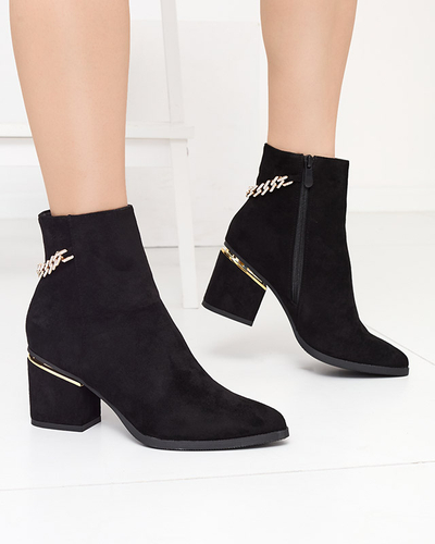 Melni sieviešu stiletto zābaki ar ķēdīti Bellami- Footwear