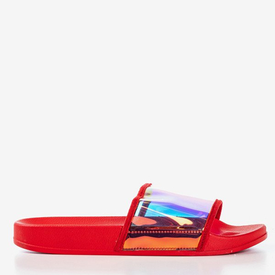 Red slippers with holographic stripe Blide - Footwear