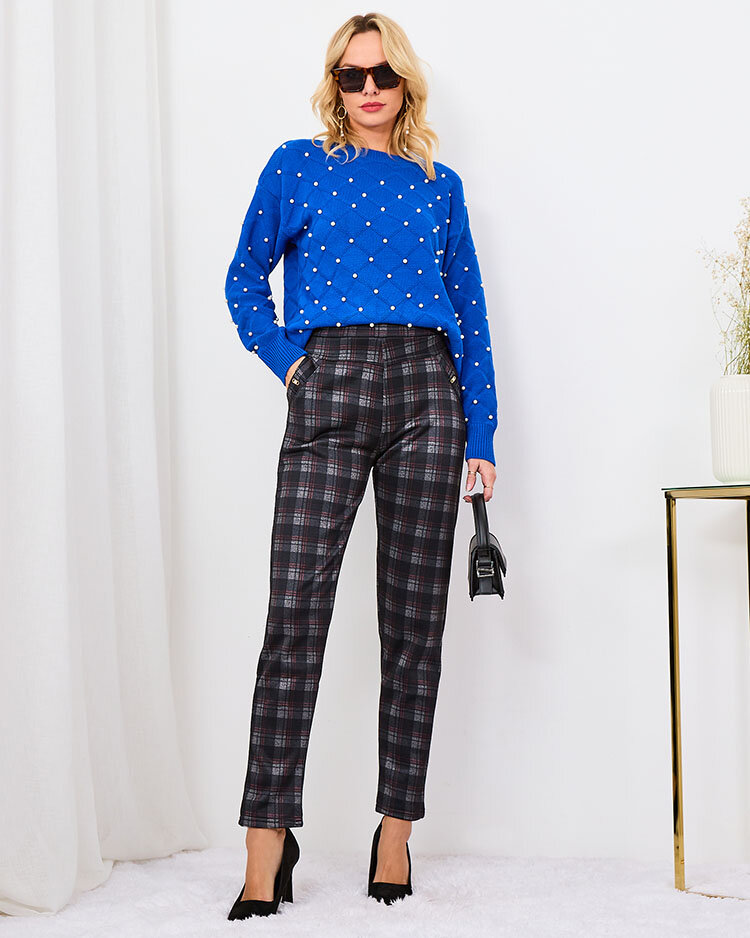 Royalfashion Pelēk-arkani sieviešu siltinātie rūtainie trekingi