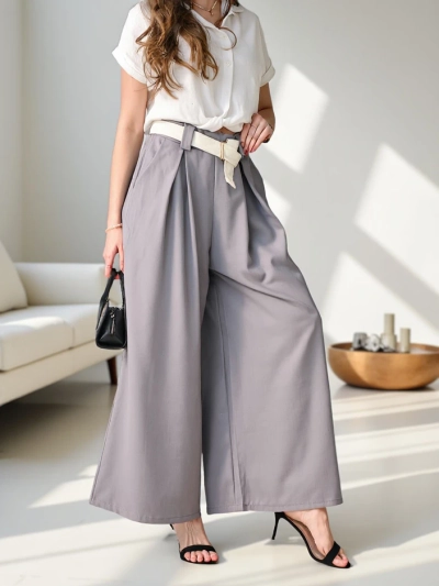 Royalfashion Wide women’s trousers with a belt