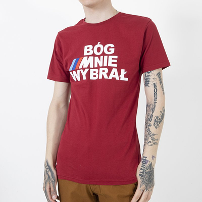 Men's red printed cotton t-shirt - Clothing