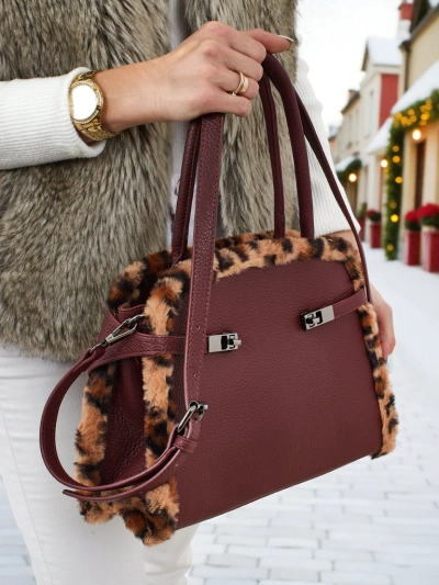 Small Women's Eco-Leather Handbag with Leopard Print Panthory