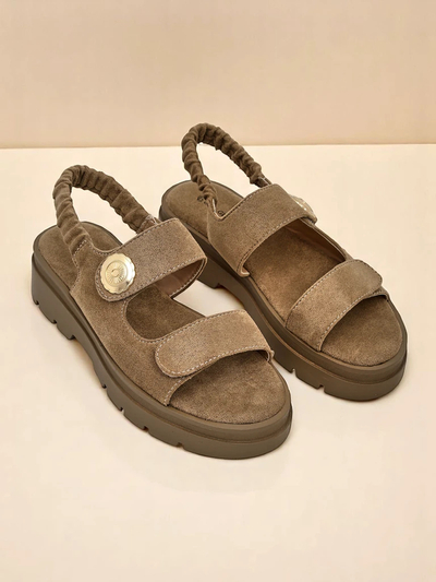 Sandale de damă Royalfashion Callisto maro piele ecologică platformă
