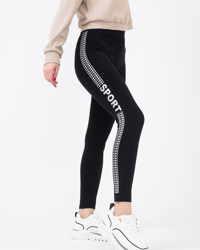 Black women's leggings with silver embellishments - Clothing