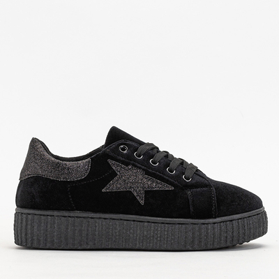 Black Estreni Women's Velor Sneakers - Footwear