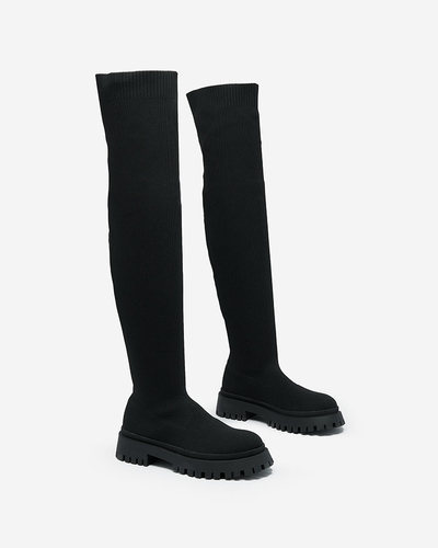 Royalfashion Black women's slip-on over-the-knee boots Radgitas